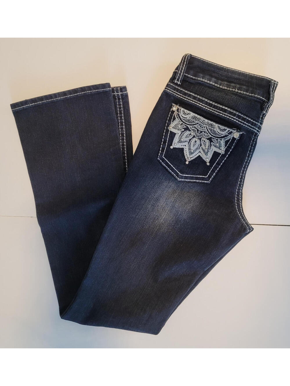 Warehouse One Premium Women’s Mid Rise Bootcut Jeans Size 26 Reg Dark Wash Rhine